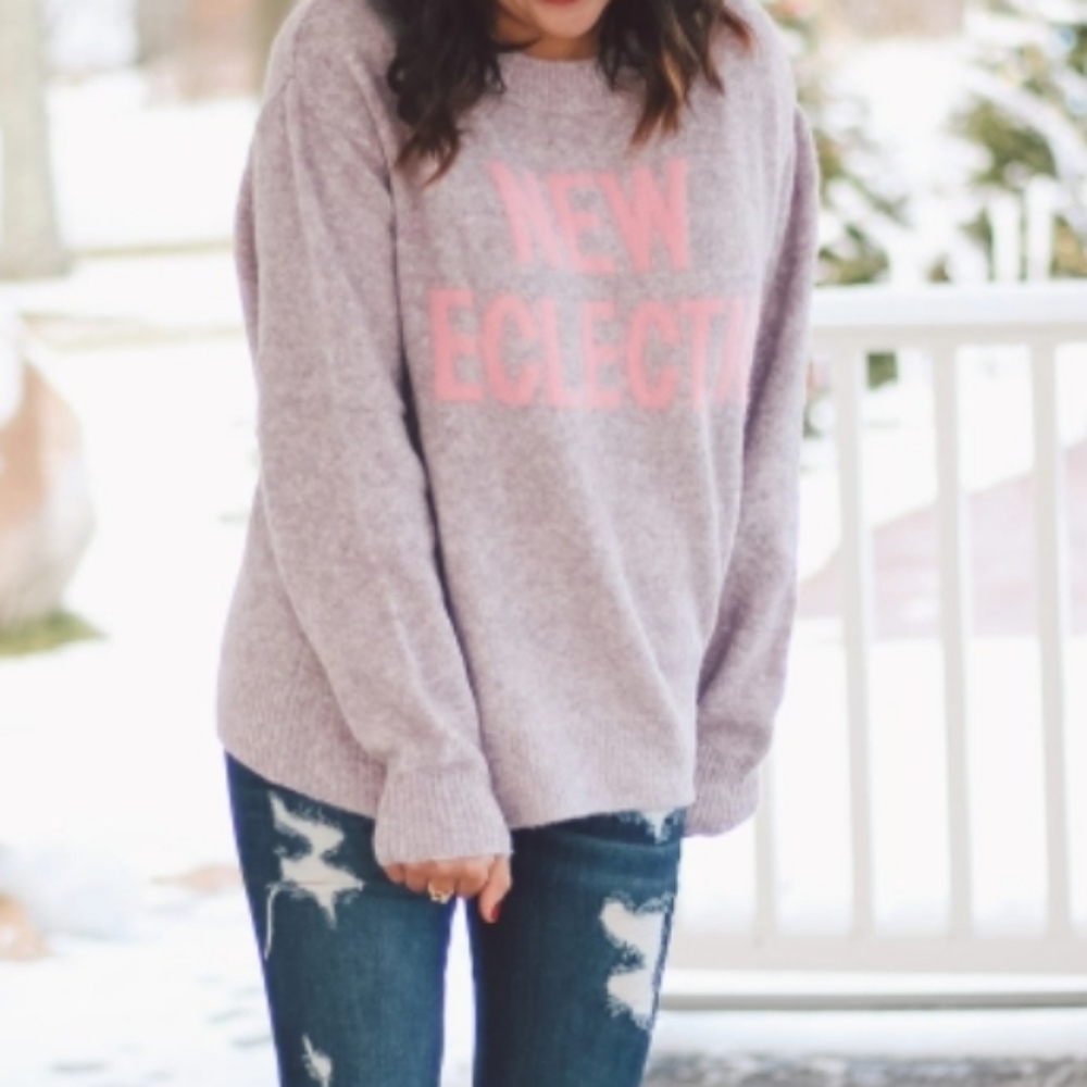 H&M Purple & Pink 'New Eclectic' Pullover Knitted Sweater